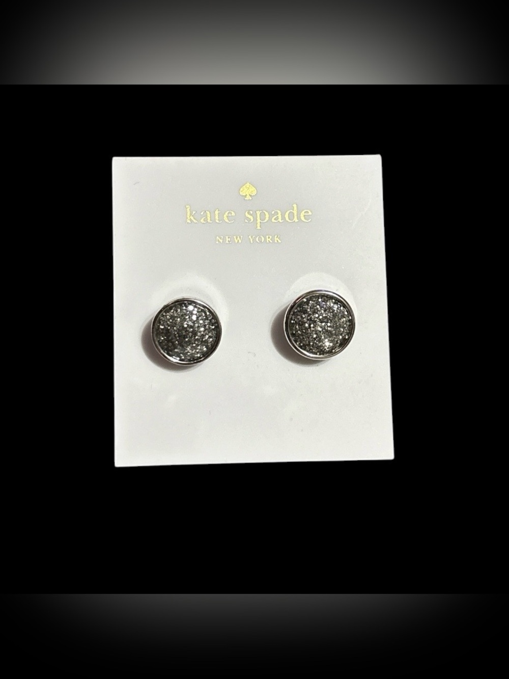 kate spade Silver Round Glitter Stud Earrings